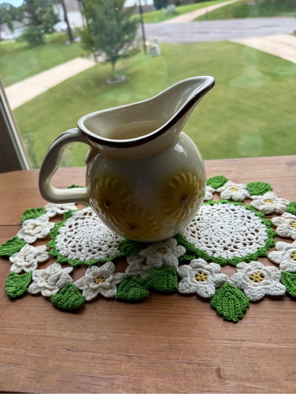 Hull Ceramic Pitcher with Floral Relief